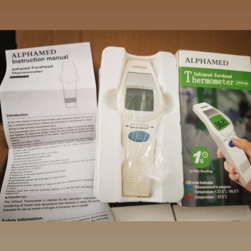 THERMOMETER  IR ALPHAMED MESIN JERMAN UFR106 -- BONUS SAFETY GOGGLES PVC ORI DAN BATERAI