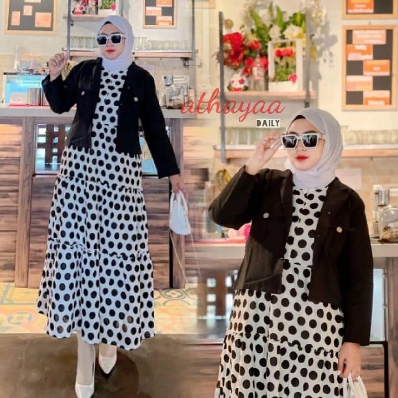 Athaya dress blazer pink hitam