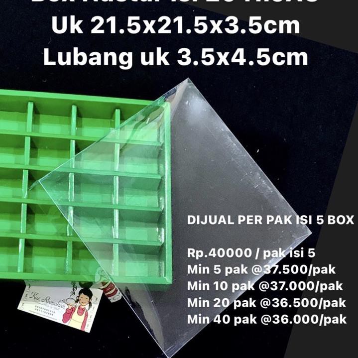 

♦ Box Nastar HIJAU Plus Sekat Uk luar 21.5x21.5x3.5cm ✳