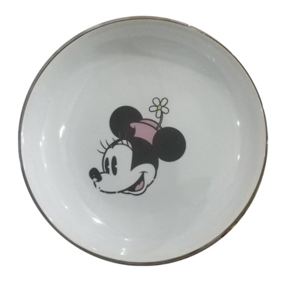 Piring Keramik Korea Motif Nanas/Strawberry/Pohon/Bunga Rose Pink Variasi 20cm-MINNIE MOUSE 20CM