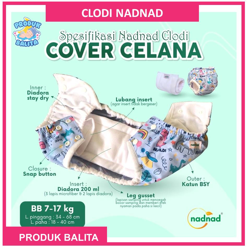 Clodi Cover Nadnad New Desain Motif Ekslusifl Clodi Kain Cuci Ulang Pempers Kain Terlaris Perekat BB 3-11Kg Celana BB 7-17Kg