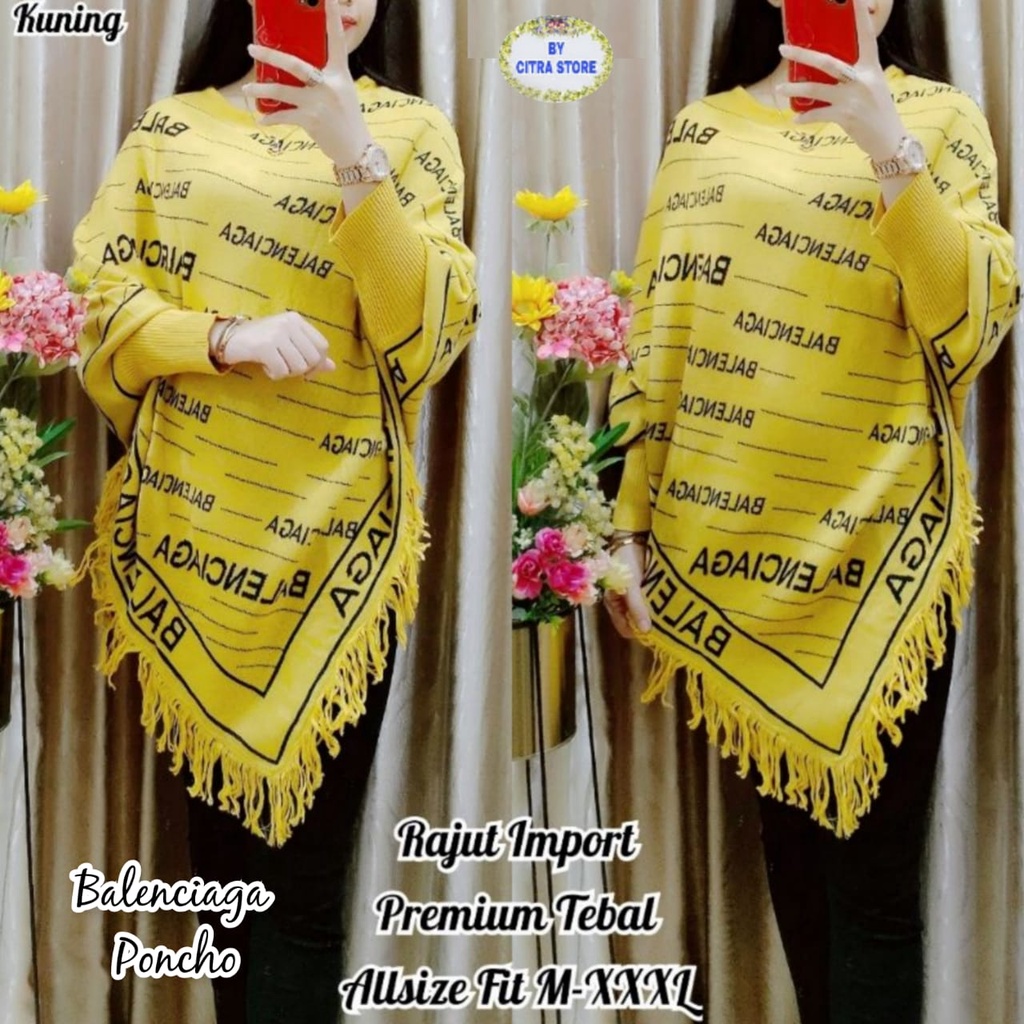 BLOUSE RAJUT PONCHO / BLOUSE RAJUT IMPORT / BAJU ATASAN WANITA LENGAN PANJANG