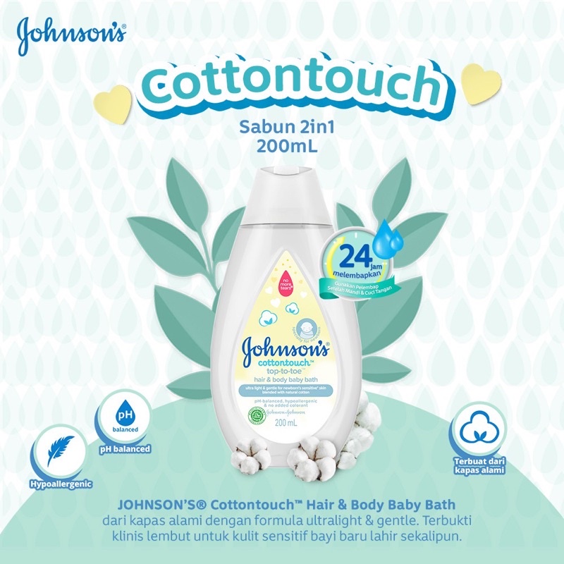 Johnson's Baby hair and body Cotton Touch 200 ml / Sabun dan shampoo bayi anak sensitif