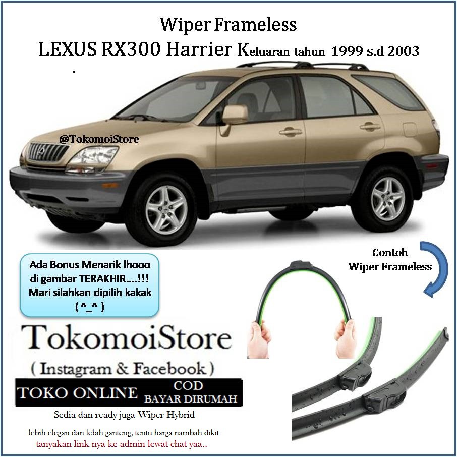 Wiper Frameless Lexus RX300 Harrier 2001 2002
