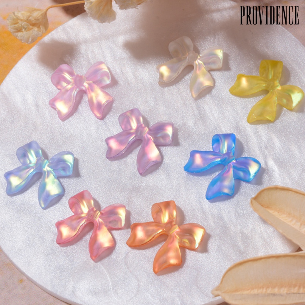 Providence 10Pcs/Set Aurora Effect Nail Bowknot Ornament Ice Penetration Ribbon 3D Bowknot Manicure Glitter Decoration for Female