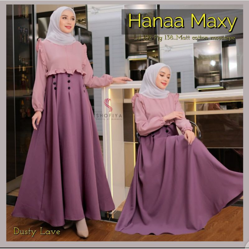 Maxy dress polos two tone longdress rempel gamis polos Hanaa Maxy Ori by Shofiya
