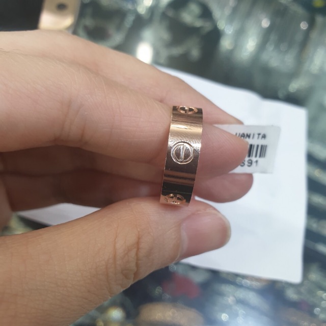 Cincin emas asli kadar 750 bentuk cartier