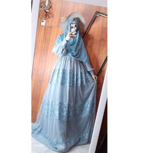 gamis tile brukat premium gamis kondangan kualitas butik GRATIS PASHMINA PAYET