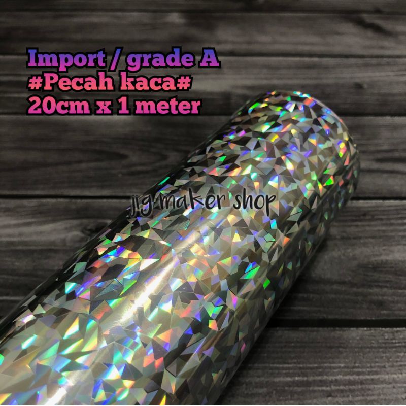 hologram hot stamping foil lure dan metal jig- IMPORT ORIGINAL- lebar 20cm- motif pecah kaca