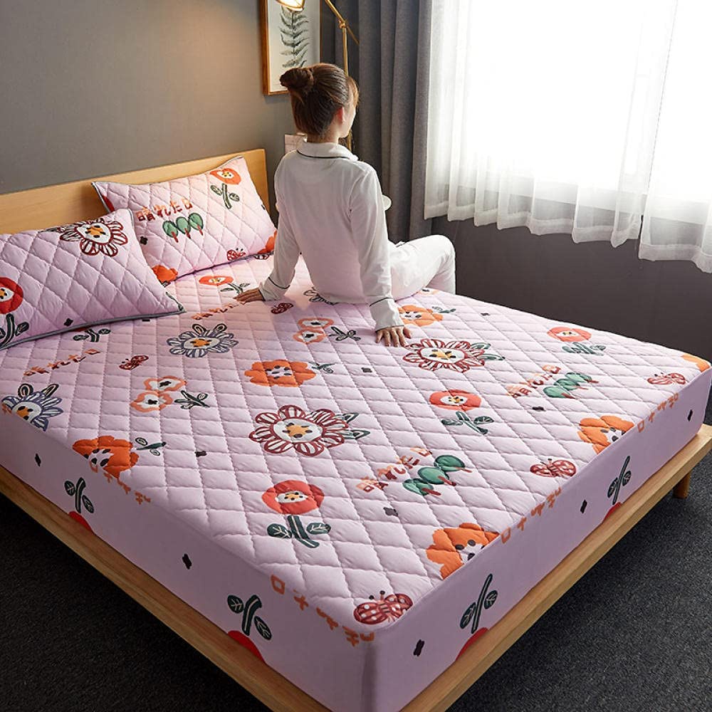 SPREI WATERPROOF ANTI AIR SEPREI MOTIF UKURAN 180X200 DAN 160X200CM-FLOWER DASAR PINK