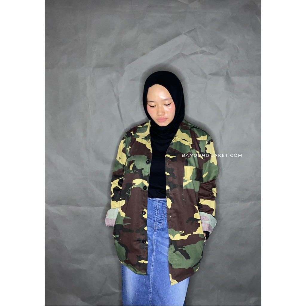 Jakek Semi Parka Loreng II Trucker JAKET Loreng Wanita