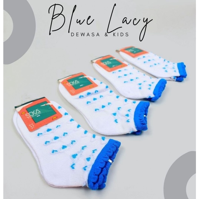 Kaos Kaki Soka Blue Lacy | Kaos Kaki Anak dan Dewasa Pendek Semata Kaki/Anklesock