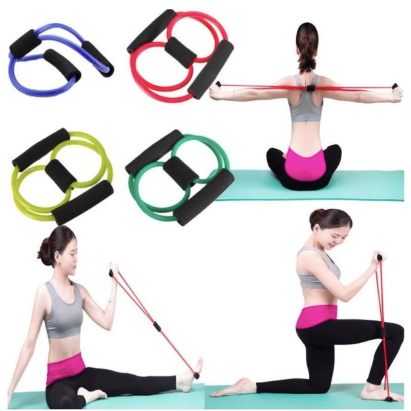 DuaWarna Tali Elastis Yoga Bantu Otot Elastic Band Gym Fitness Pilates Stretch Rope Olahraga TY003-5