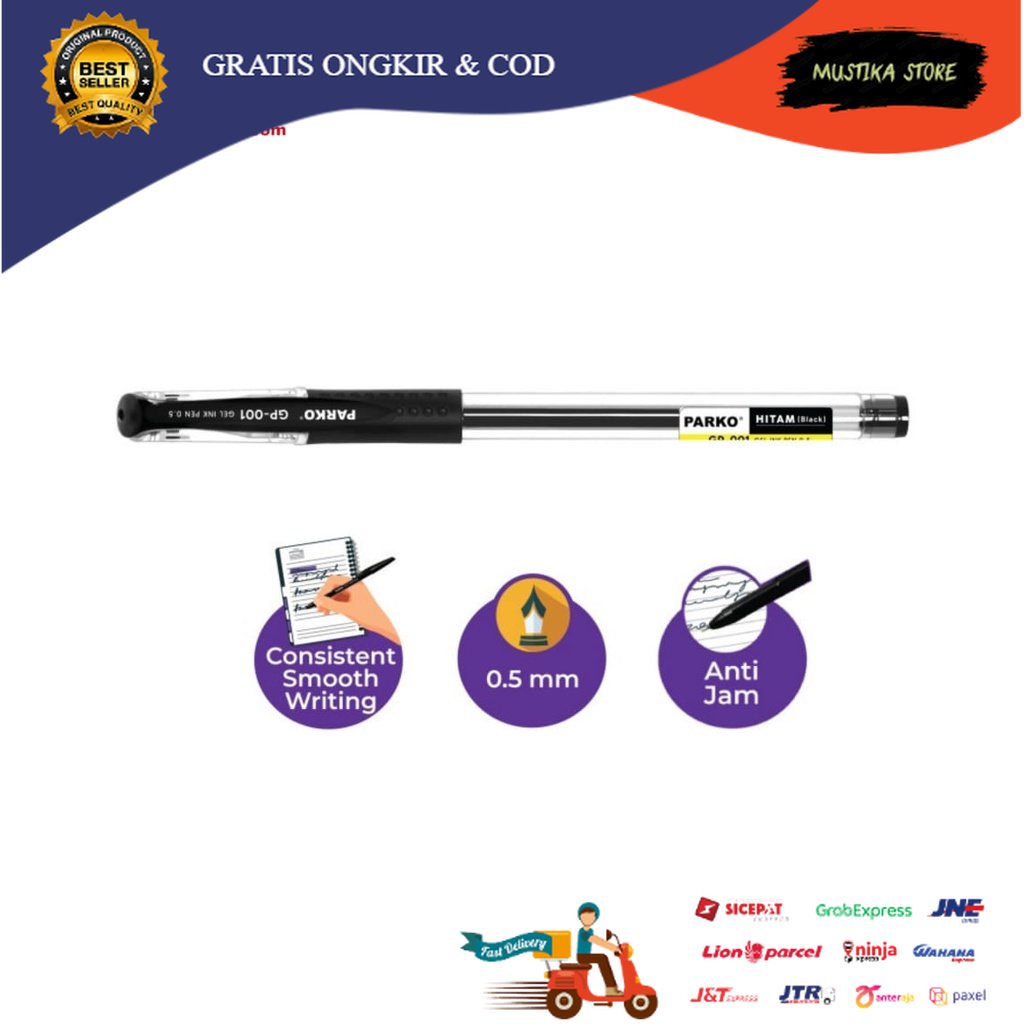 

PULPEN GEL ECER GREEBEL PARKO GEL PEN 0.5 GP-001 HITAM / BOLPEN GEL