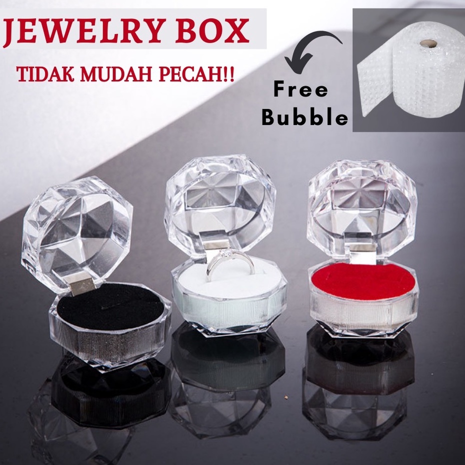 Tempat/wadah/Box cincin Mika Kristal Tempat Kotak Perhiasan  Acrylic Wadah Emas Cincin Kado Unik Busa Tebal  F524