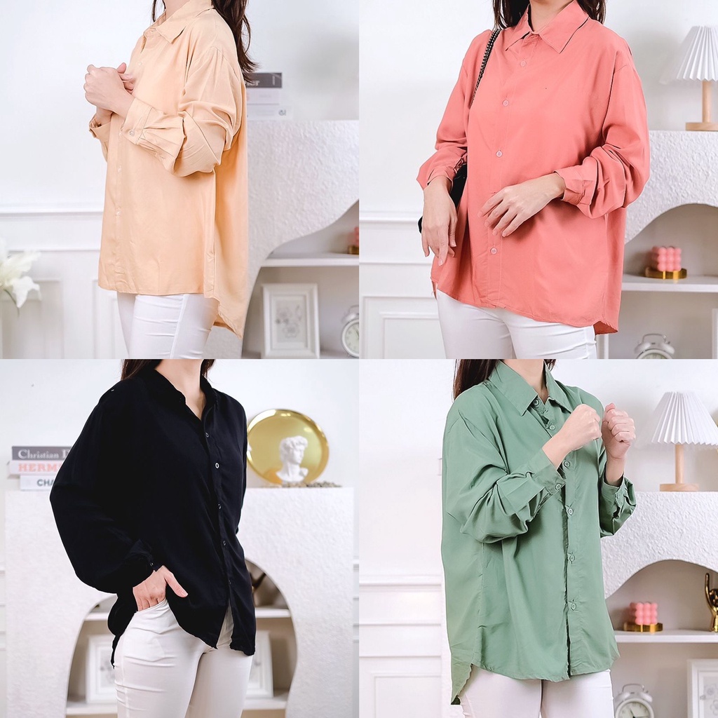 1KG MUAT 5PCS | DYA FLOWING SHIRT OVERSIZE HITS OOTD ALA SELEBGRAM FASHION GROSIR WANITA TERMURAH