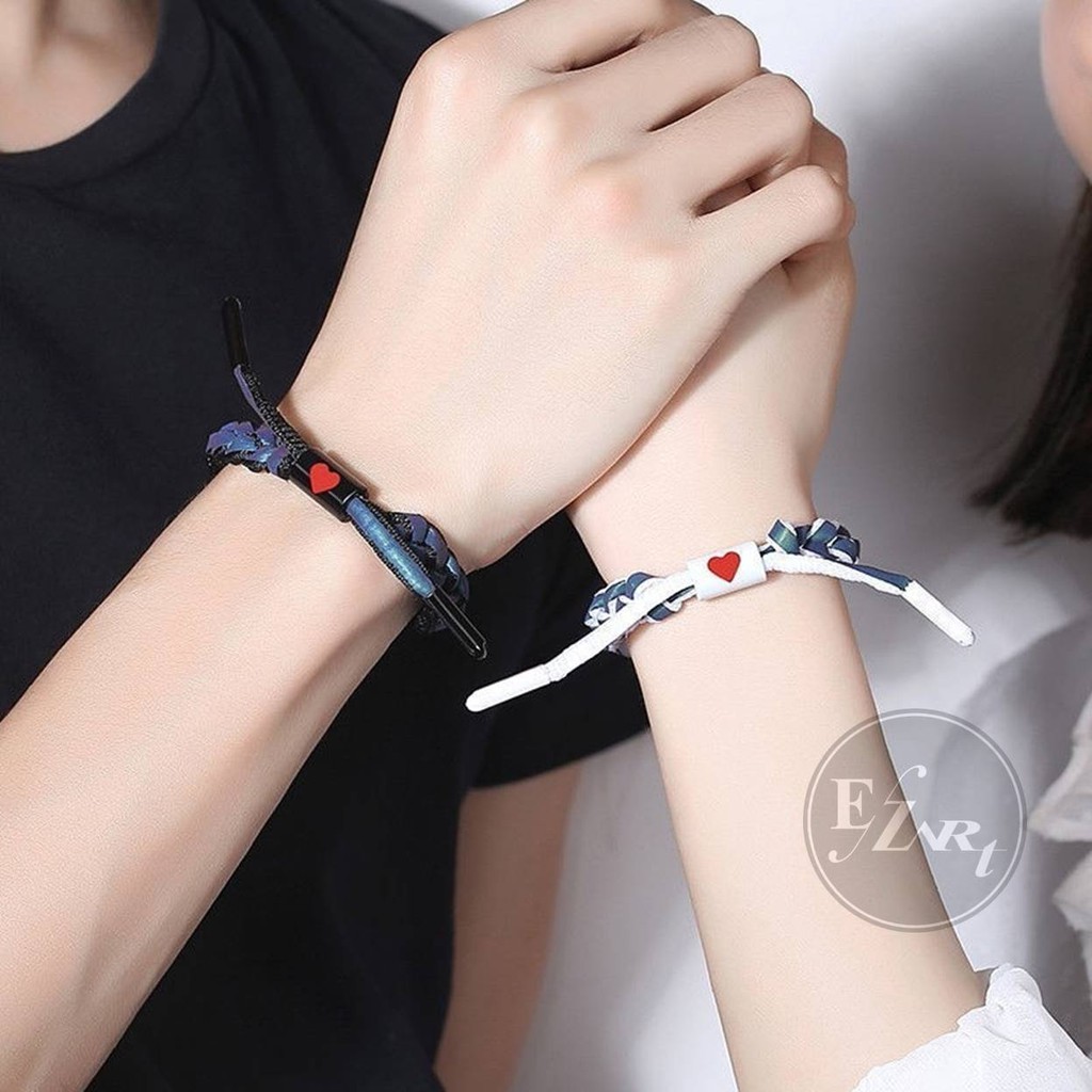 2Pcs GELANG COUPLE KING QUEEN PASANGAN BISA CUSTOM NAMA PANGGILAN SAYANG MODEL TALI SEPATU