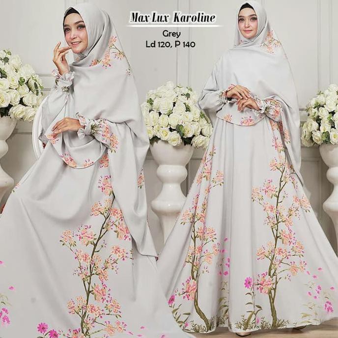 BAJU GAMIS SYARI SYARII JUMBO MUSLIM KAROLINE ABU MEWAH BONUS KHIMAR