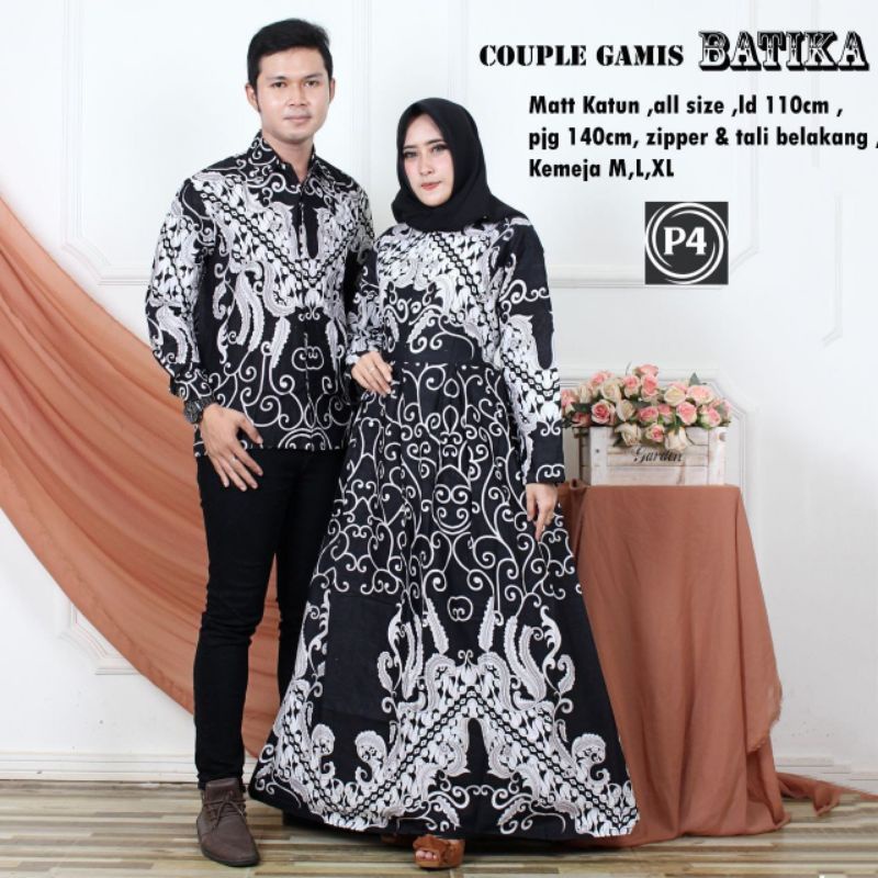 BATIK COUPLE sania ruffle ori ndoro jowi dnt motif ulir putih