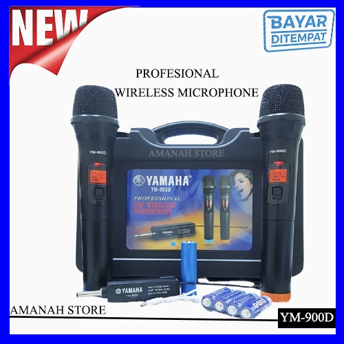 Mic YAMAHA Double Wireless YM-900D Profesional UHF Wireless Microphone Display on off free coper