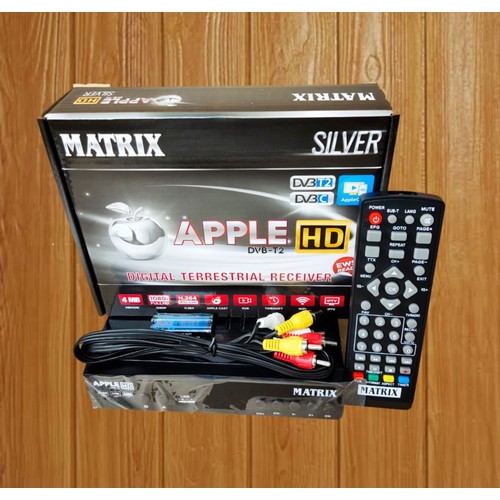 Receiver Tv Set Top Box Matrix Apple Silver DVB T2 Digital Original GaransI