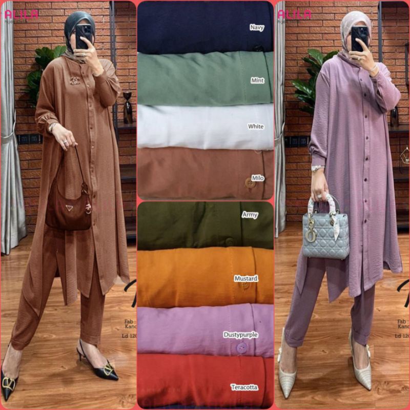 Nindy Set - Setelan Celana Jumbo Terbaru Airflow Import Ld 120 Ori Alila