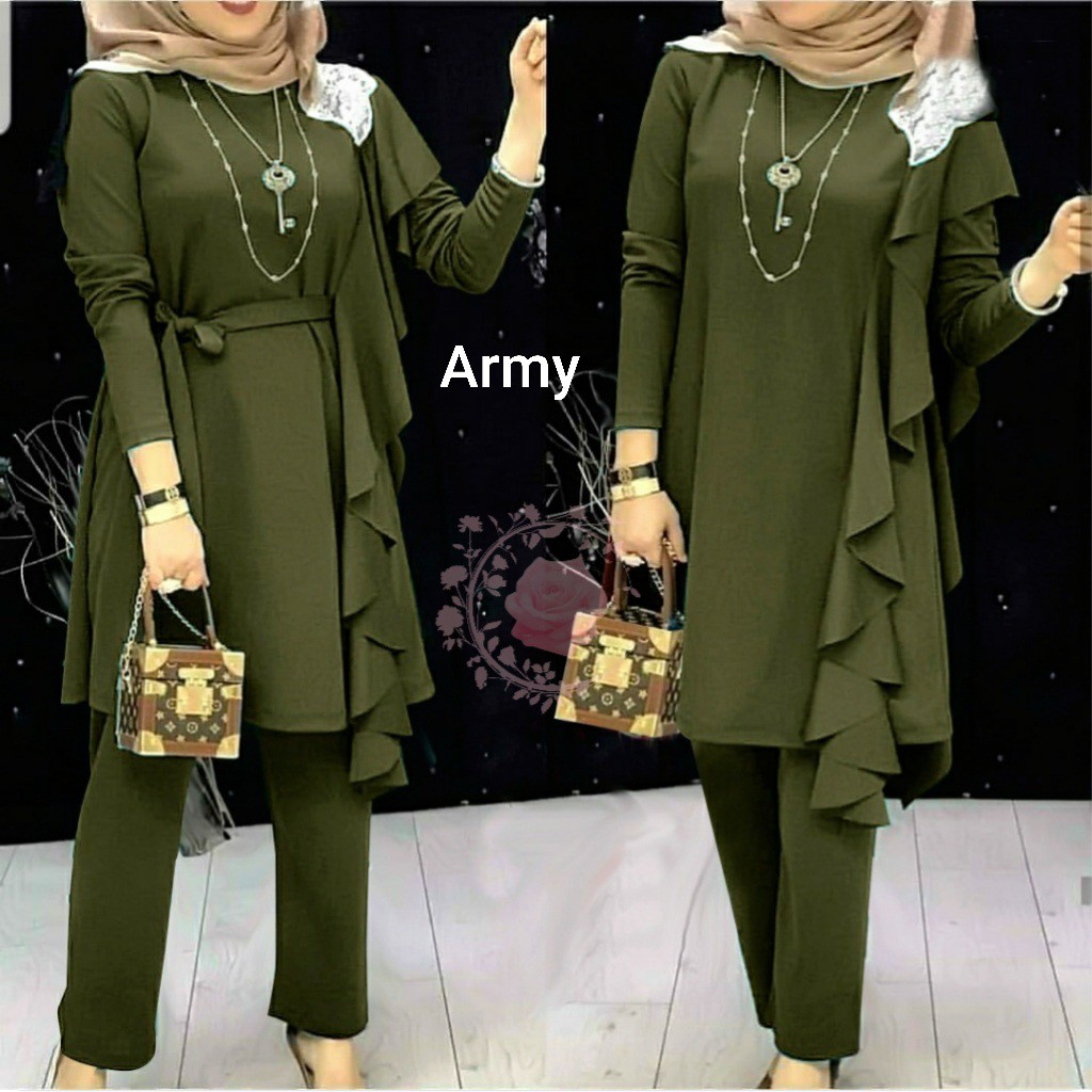 ST YESI/ SETELAN WANITA HIJAB SIZE L, XL, 2XL/ ONE SET BAHAN MOSSCREPE/ SET WANITA LENGAN PANJANG TERBARU-3