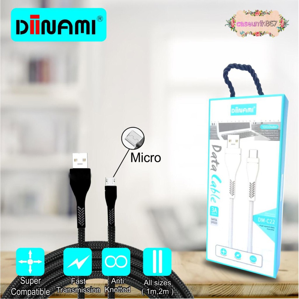 BM081 C22 DIINAMI Kabel data cable charger original ready Micro 1Phone tipe c 1 2 3 meter 3Amper CS1668