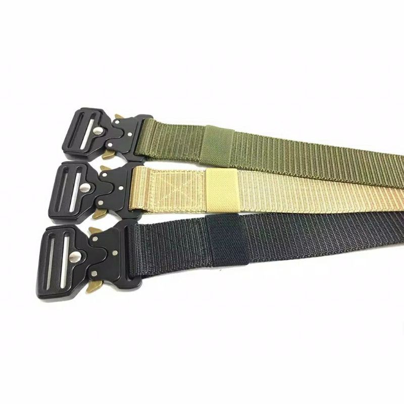 (HITAM) Ikat Pinggang Pria tactical Gesper Pria kanvas Impor