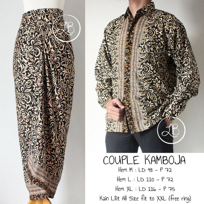 SB Collection Couple Rok Lilit Kerina Maxi Panjang Jumbo Dan Kemeja Batik Pria