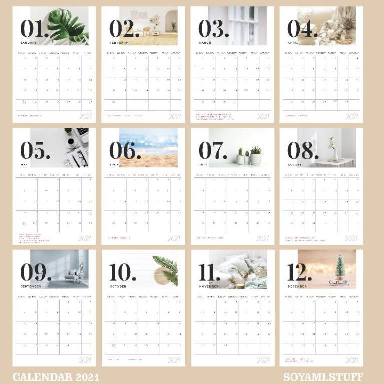 

F⚡ASH SALE Kalender Meja 2021 Premium Quality Minimalis | Desk Calender 2021 Aesthetic & Elegant