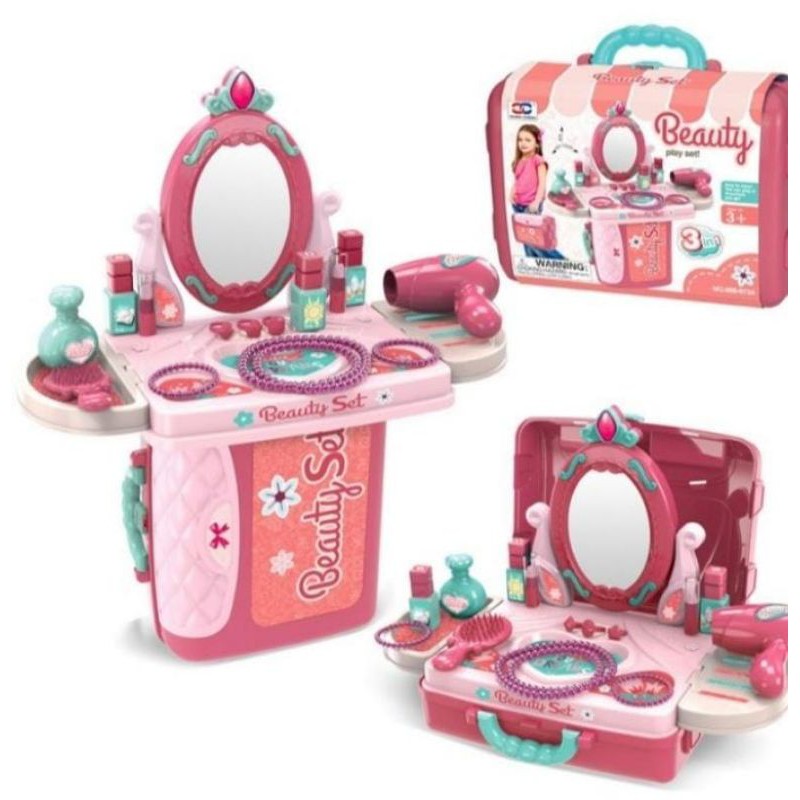 3in1 beauty Mainan alat make up anak MAINAN ANAK PEREMPUAN DANDAN BEAUTY PLAYSET 31N1 SALON KOPER MEJA RIAS-6