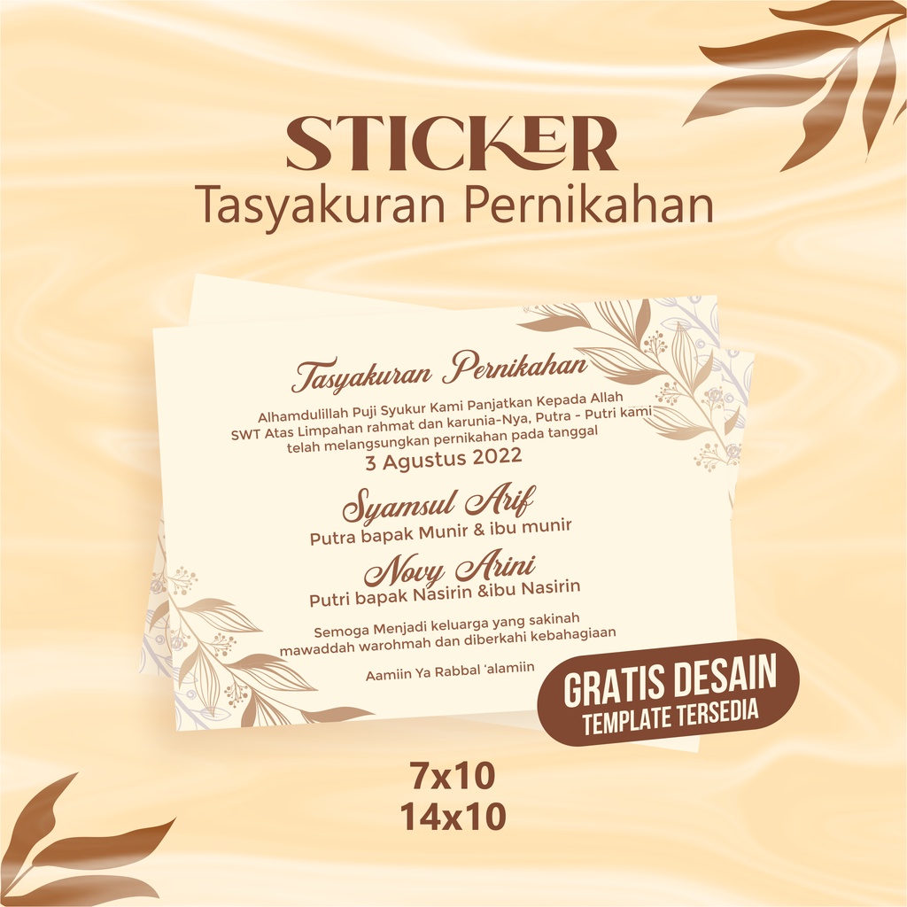 

Cetak Sticker Label Acara Tasyakuran Pernikahan Custom Tinggal Tempel Box