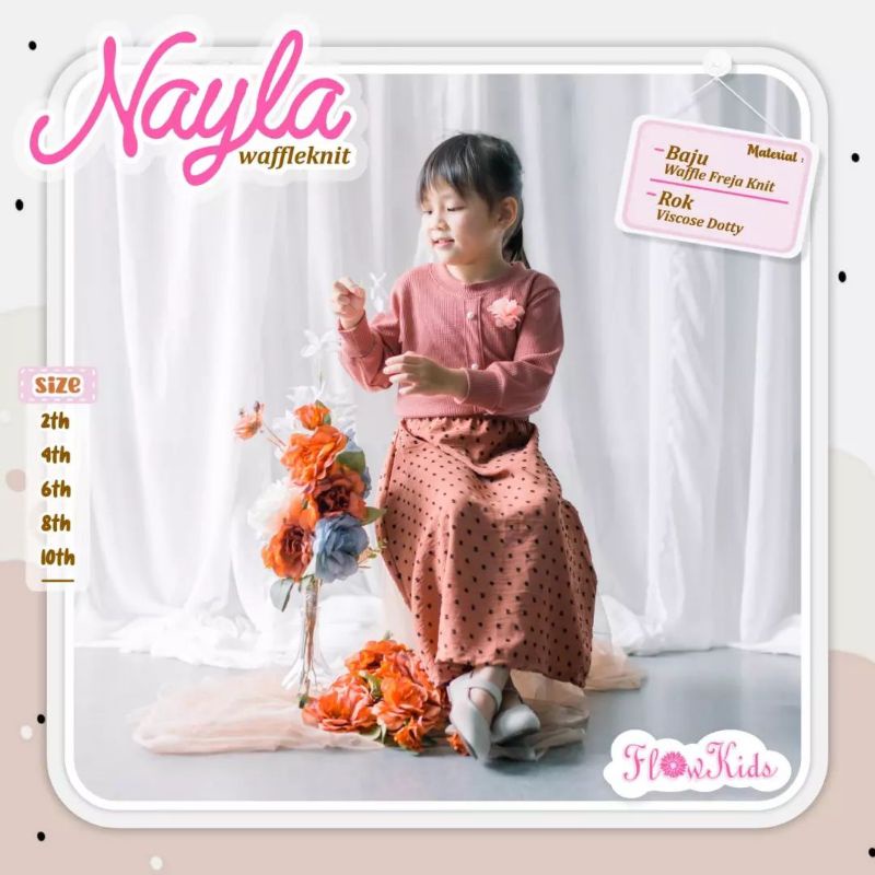 nayla set rok waffleknit by flowkids usia 2-10tahun | setelan anak perempuan