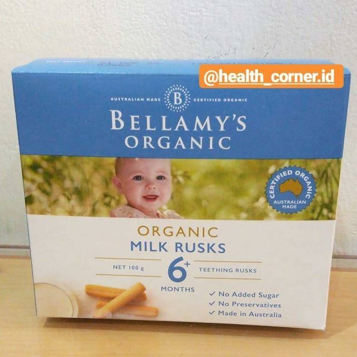 Bellamy's Organic Milk Rusks Teething - Bellamys Teething Rusk Snack Baby 100gr