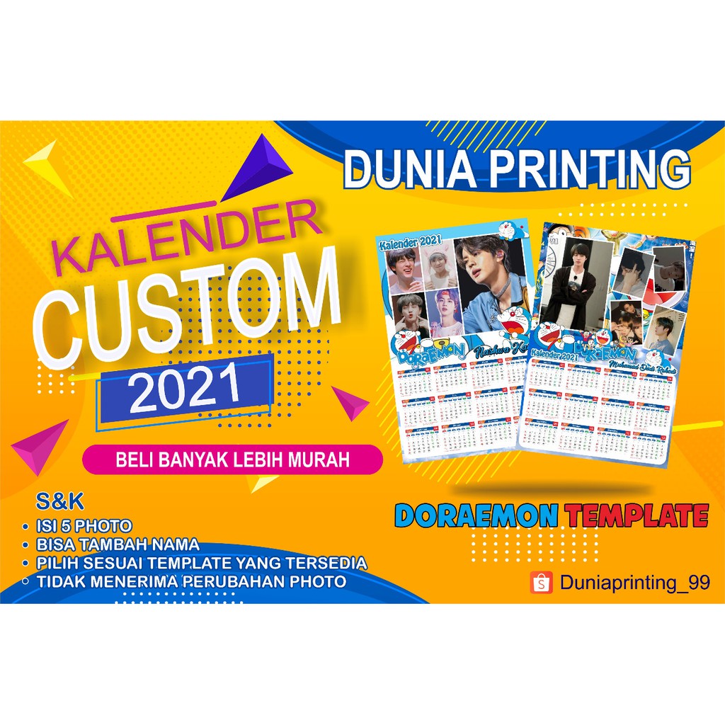 

Kalender 2021 Foto Doraemon Bahan Art Karton 260 grm Anti Luntur dan Pudar Ukuran 32X48 CM