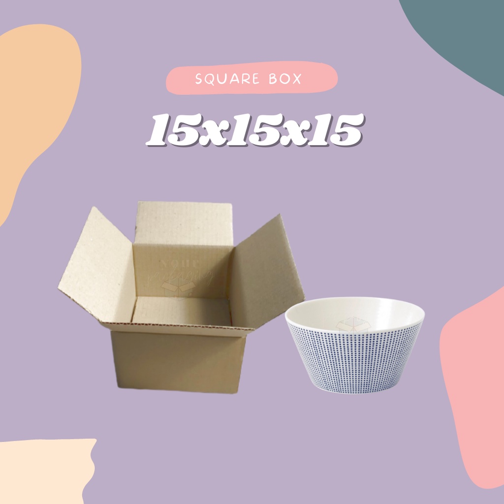 

SQUARE BOX 15x15x15 / KARDUS BOX TERMURAH / DUS CORRUGATED E-FLUTE / KEMASAN MANGKOK / DUS MUG GELAS // KEMASAN OLSHOP