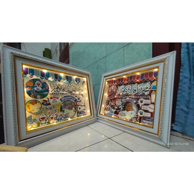 POPUP PIGURA BAYI 3D, JAM DINDING, LAMPU, UKURAN 12r (30x40)cm