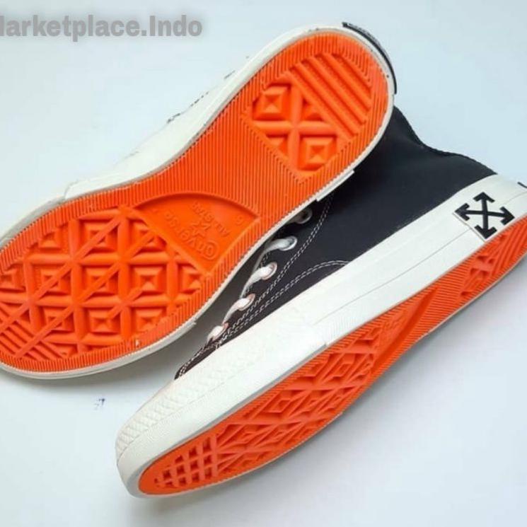 DCM Sepatu Converse70s X Off White High Black Cream Premium Glossy •➙ (Murah Banget)