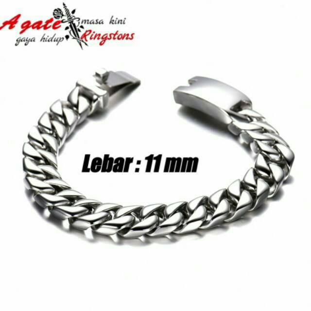 Gelang Rantai Silver Titanium Steel316L