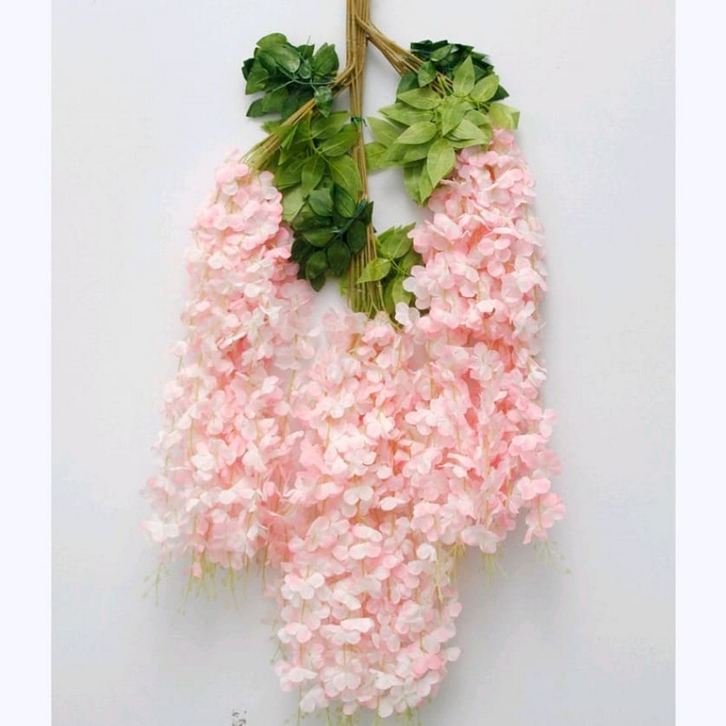 Bunga Wisteria Dekorasi/Bunga Westeria Jumbo/Bunga Juntai Dekorasi Pelaminan/Bunga Plastik-Pink