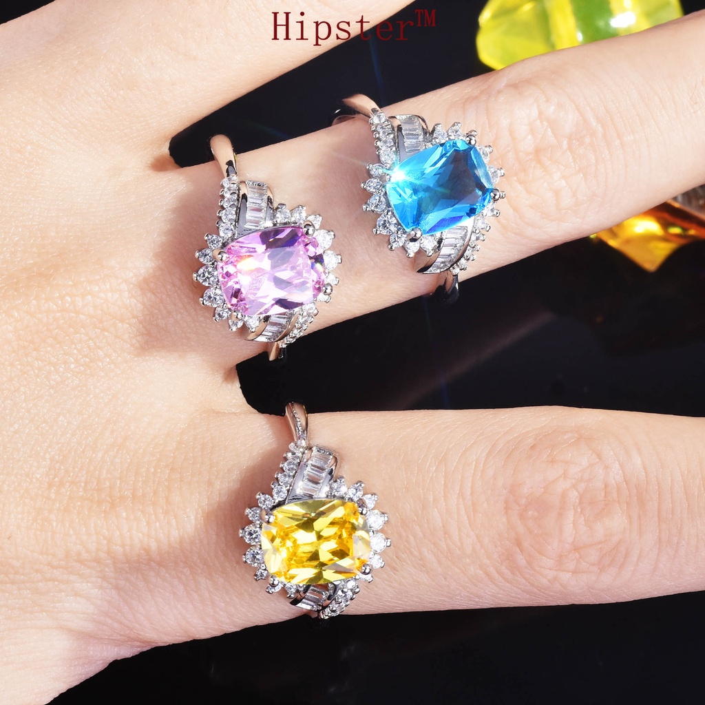 Cincin Berlian Sapphire Warna Pink Kuning Model Terbuka