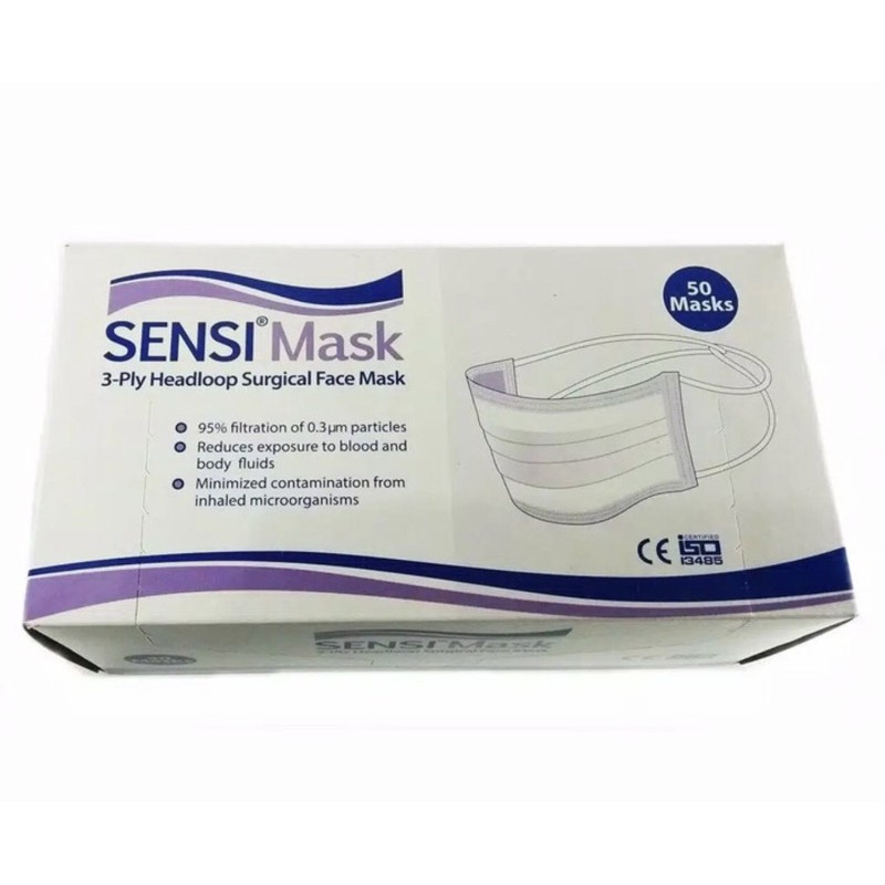 SENSI MASKER JILBAB MEDIS 3ply Hijau dan 4ply Putih / FACEMASK HEADLOOP / MASKER HEADLOOP SENSI ISI 
