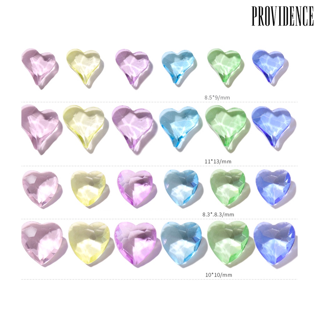 Providence 10Pcs Charms Berlian Imitasi Bentuk Hati 3D Warna Campur Untuk Dekorasi Nail Art