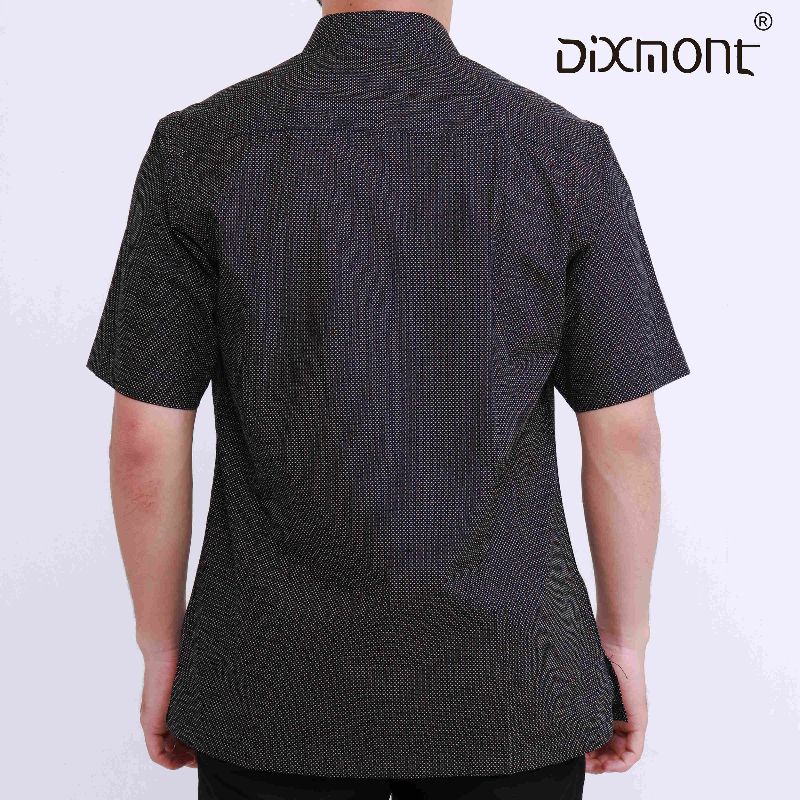 Dixmont Kemeja Pria Basic Formal Motif Lengan Pendek Hem MS02921