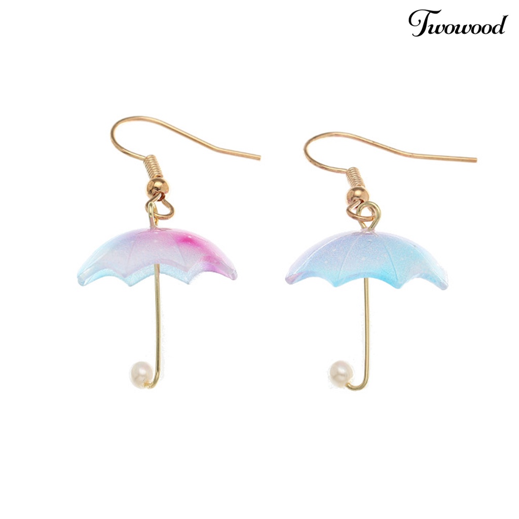 Twowood 1 Pair Women Earrings Umbrella Contrast Color Jewelry All Match Lightweight Cute Hook Earrings for Wedding