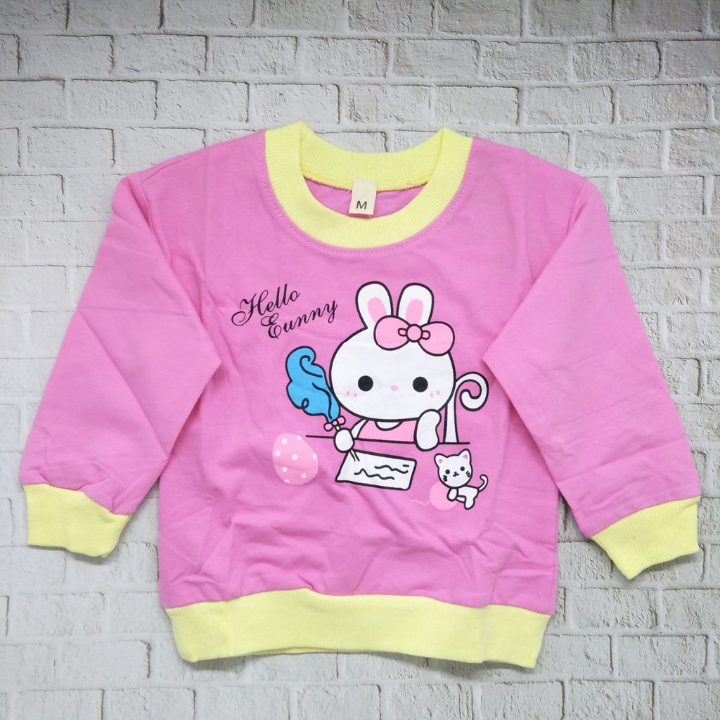 Sweater / Baju anak perempuan lucu murah usia 1-4thn 100% import gambar HELLO BUNNY