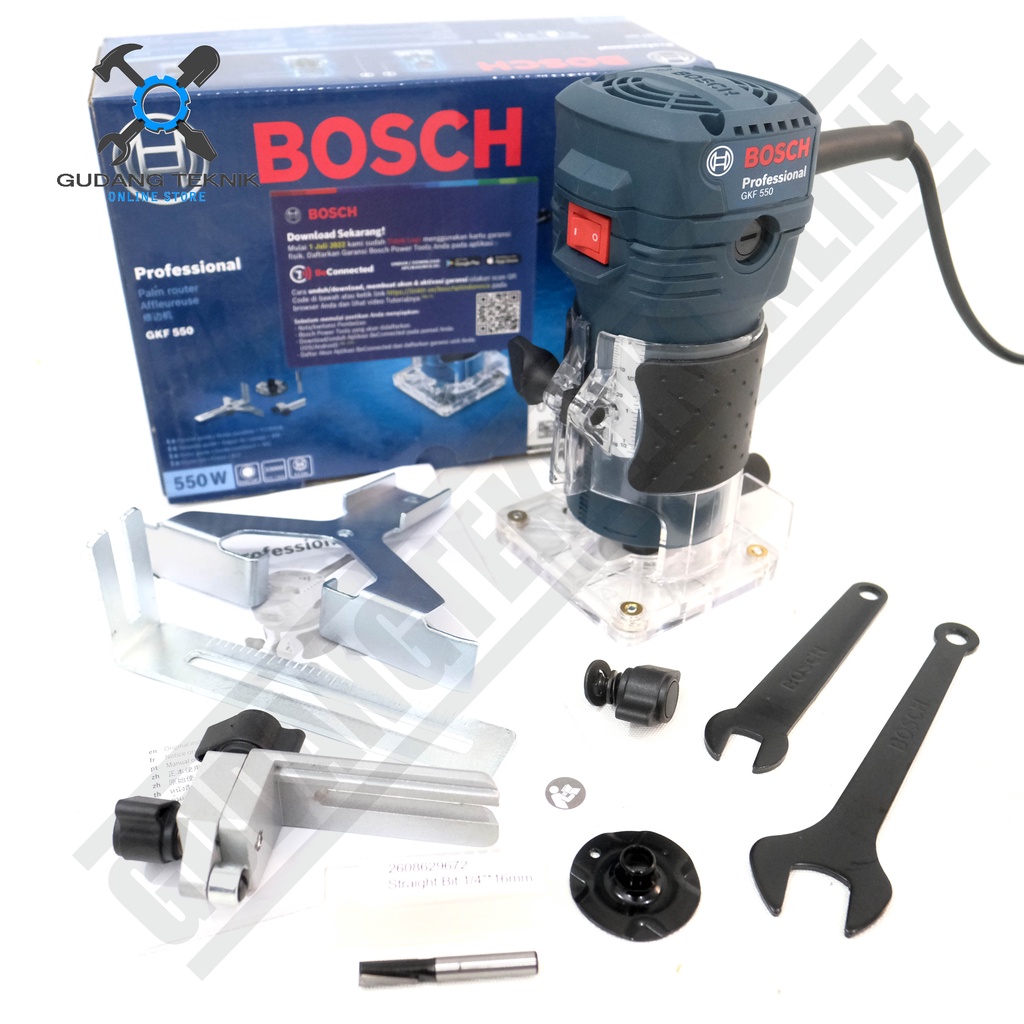 Mesin Trimmer Profil Kayu 1/4&quot;  BOSCH GKF550 / Wood Trimer Profil GKF 550 1/4 Inch - Mini Trimer Tangan GKF-550 BOSCH