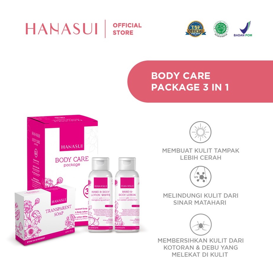 Hanasui Body Care package 3in1 sabun-sunblock-body lotion 280 ml