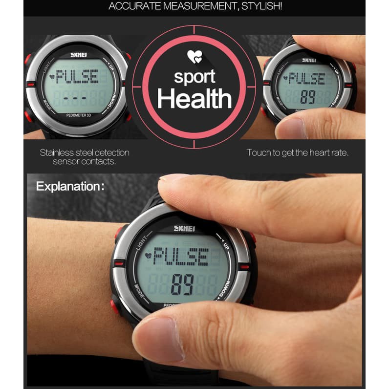 SKMEI Heartrate & Pedometer Watch 1111 Original WR 50M - Coffee